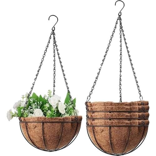 8/10/12 Inch Wire Palm Hanging Baskets Liners Garden Decor Art Wall-mounted Flower Balcony Succulent Plant Flower Pots