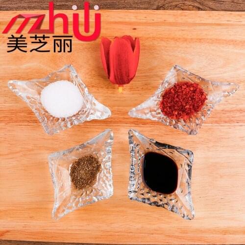 Kitchen accessories home decoration Mini transparent glass dish creative Japanese dish dipping dish diamond kitchen dish