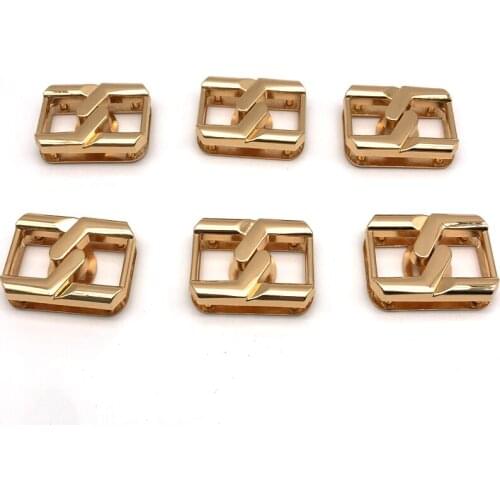 Handbag Accessories Hardware Zinc Alloy Light Gold Square Metal Locks Without Magnet