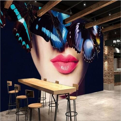 Beibehang Custom wallpaper murals in any size HD Butterfly beauty bar bar wallpaper decorative painting papel de parede