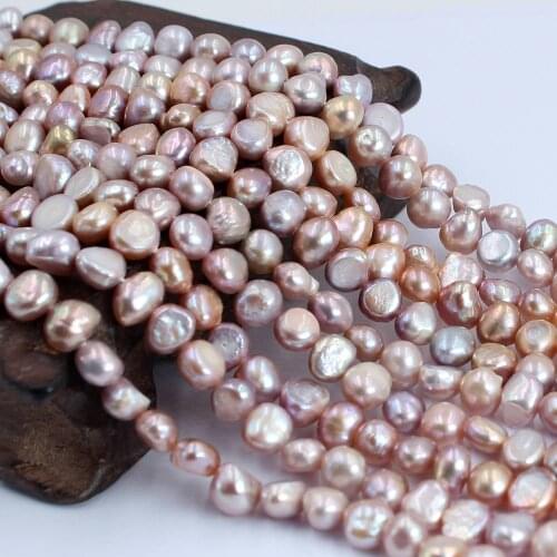 Free Shipping 7-8mm Purple Baroque Potato Natural Pearl Freshwater Diy Smart Jewelry Accessories Beads 14inch