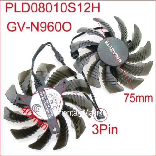 Free Shipping PLD08010S12H 12V 0.25A 75mm 40*40*40mm For Gigabyte GV-N960O Graphics Card Cooling Fan 3Pin