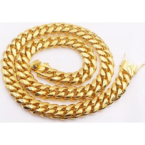 News Clasp 8/10/12/14/18mm Stainless Steel Boy Miami Curb Cuban Chain Necklaces Casting Dragon Lock Bracelet Men Link jewelry