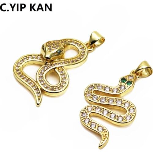 C.YIP KAN Fashion Zircon Pendant large snake shaped pendant Animal Pendant DIY jewelry accessories as a gift for friends