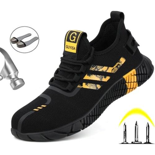 Breathable Mens Work Safety Shoes Boots Steel Toe Cap Casual Mens Boots Work Indestructible Shoes Anti-Smashing Work Sneakers