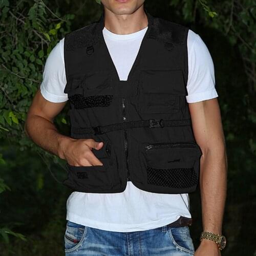 Breathable Multi Pocket Mesh Vest Outdoor Fishing Camping Travel Photography Hunting Jacket Gilet Lightweight Vests Coat