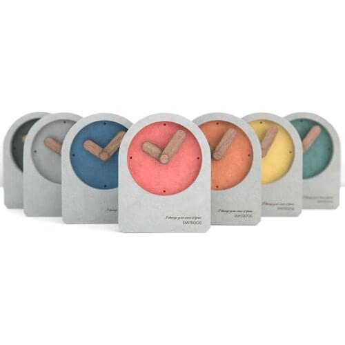 European classic bedroom office desk clock Minimalist retro Wooden pointer small clock