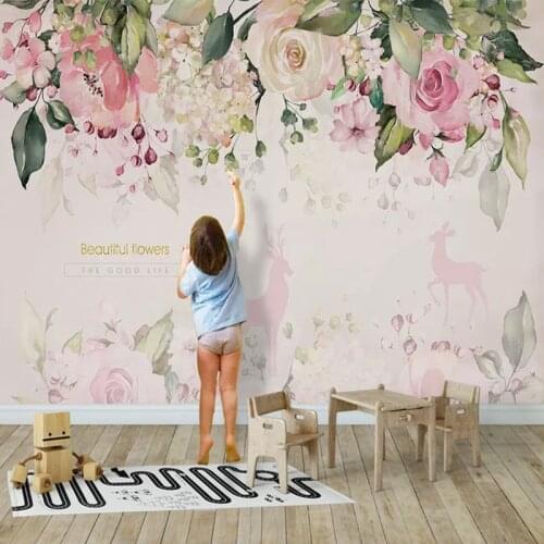 Photo Wallpaper 3D Stereo Pink Flowers Murals Cartoon Kids Girls Bedroom Background Wall Paper Living Room Modern Simple Decor