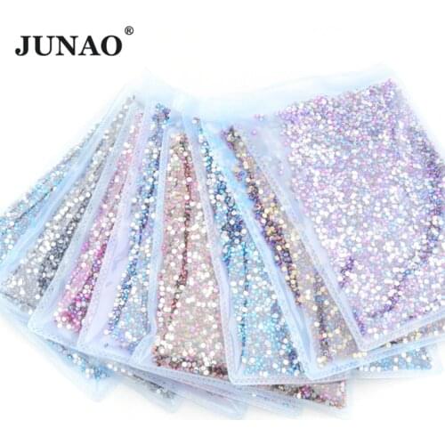 JUNAO Wholesale 100 Gross SS6 8 10 12 16 20 30 Light Peach Color Glitter Nail Art Rhinestones Bulk Non Hotfix Flatback Strass