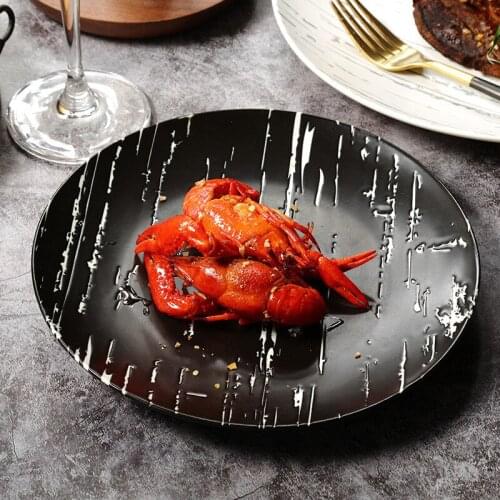 Ceramic Plate Dinner Tray Marble Plate Steak Dish Flat Plate Various Size Tray Charming Tableware Kitchen Utensils Vajilla 1PCS