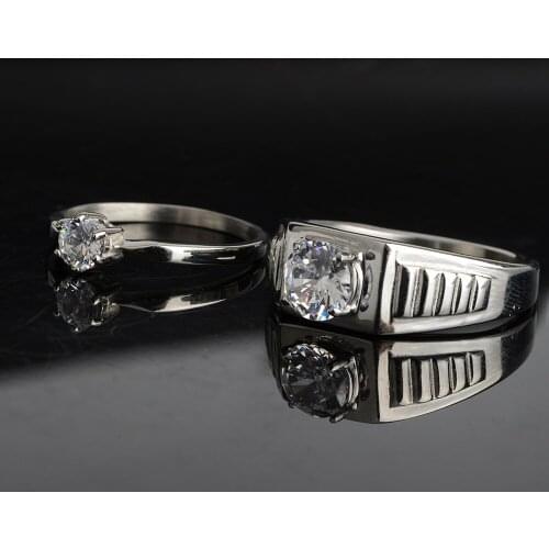 Trendy OL Style Anniversary Gift For Women / Man Not Fade Titanium Steel AAAAA Cubic Zirconia Stone Rings Jewlery Drop Shipping