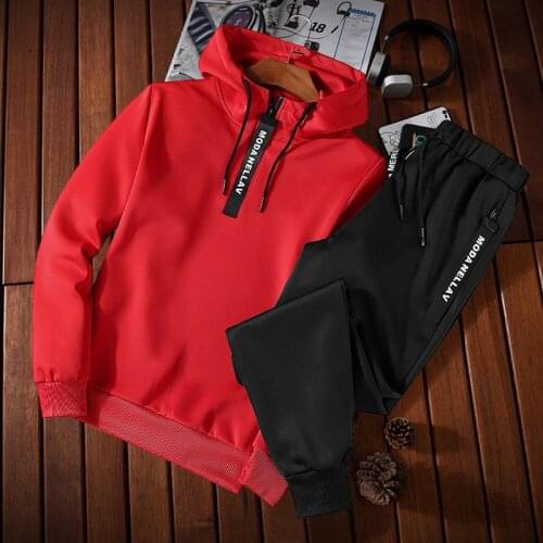 Autumn High Quality Tracksuit Men Hooded Sweatshirt+Pants Pullover Sets Winter Sportwear Casual Outwear Sports Two Piece Suits