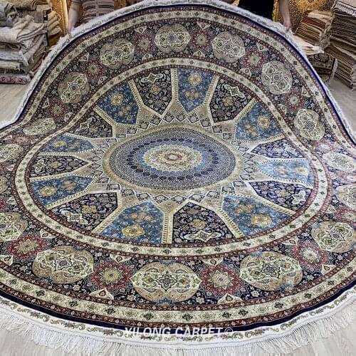 Yilong 12'x12' Hand knotted round carpet persian exquisite oriental round oriental rug (TJ138A)