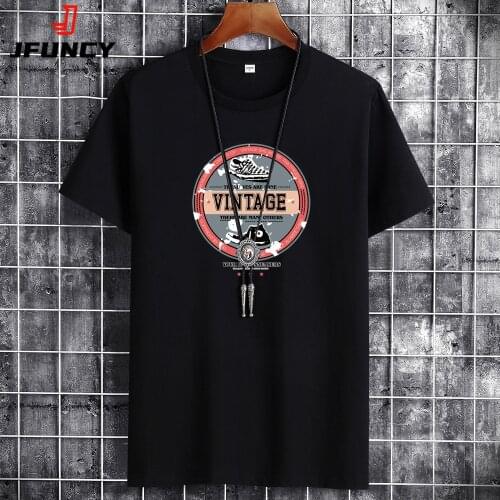 JFUNCY 2021 Summer Men Tops Plus Size S-6XL Loose Short Sleeve Breathable Cotton Man Tshirt Mens Casual Fashion Print T-shirts