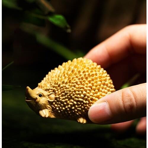 4/5CM Cute hedgehog small sculpture Solid Wood Animals Boxwood Hedgehogs Carved Toys Home Decoration Modern Chinese Statue