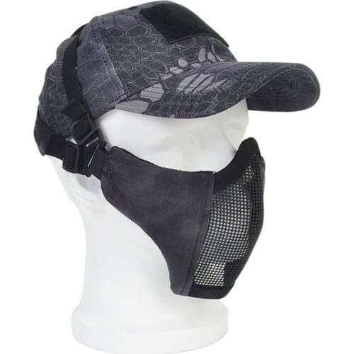 Paintball Mask Half Face Metal Mesh Mask With Tactical Cap Version Padding Protective Elastic Belt Starp For Airsoft Accessories