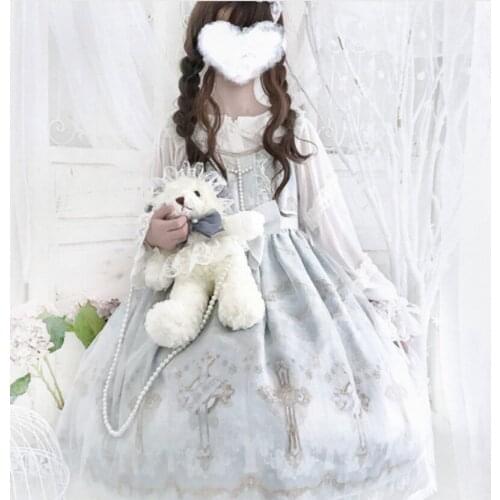 Sweet princess lolita dress vintage lace bowknot high waist victorian dress kawaii girl gothic lolita op loli peter pan collar