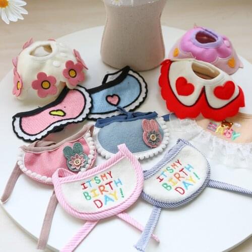 Polyester Cute Cartoon Handmade Dog Cat Saliva Towel Love Bib Pet Scarf Bib Teddy Triangle Small Dog Decoration