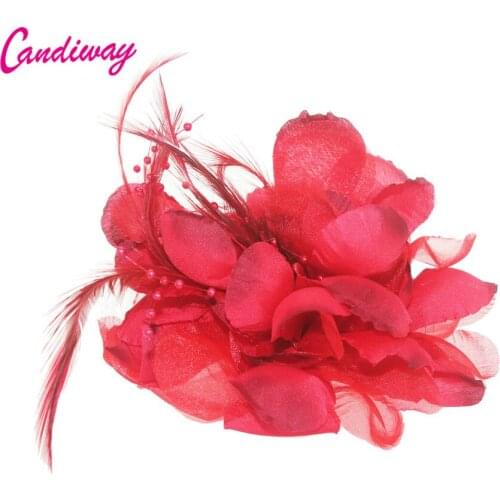 Fashion Red High Quality Girls Elegance Hair Clips Cloth Flowers Plastic Hair Claws Headbands For Women Hair Accessories