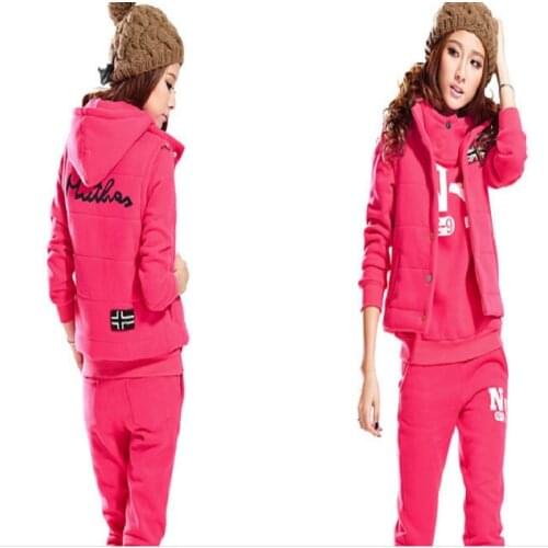Autumn and winter new Fashion women suit womens tracksuits casual set with a hood fleece sweatshirt three pieces set