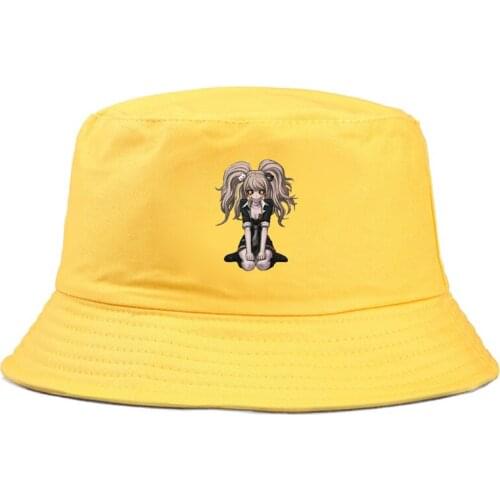 Summer Foldable Danganronpa anime print Bucket Hats for men Hip Hop Beach Sunscreen Fisherman Cap panama hat women