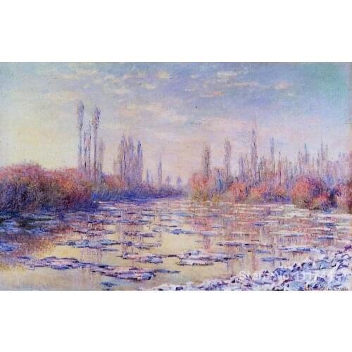 Landscape painting Impressionist Floating Ice on the Seine Claude Monet High quality Hand painted