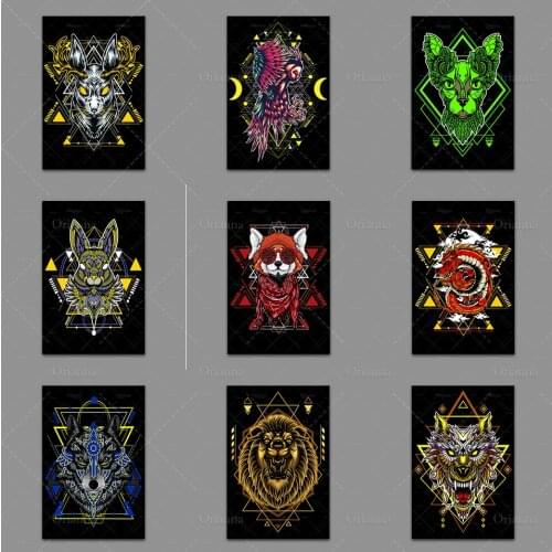 Helmet Dragon Mythical Wolf Fox Mythical Rabbit ButterflyGolden Samurai Poster | Modern Home Decor Wall Art Work CanvasPrints