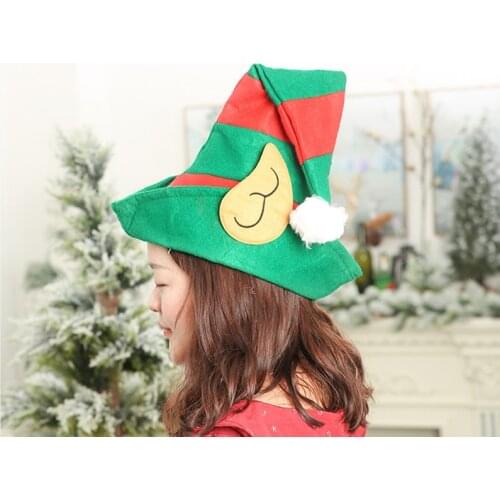 Headband Santa Attached Elf Hat for Adults Elf Ears Non-Woven Christmas stage property Children Christmas Holiday Party Cap