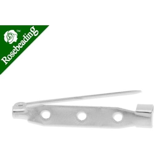 35mm simple Brooch Back Safe Pin With Three Holes,nickel color,5mm width,20pcs/lot-C4526