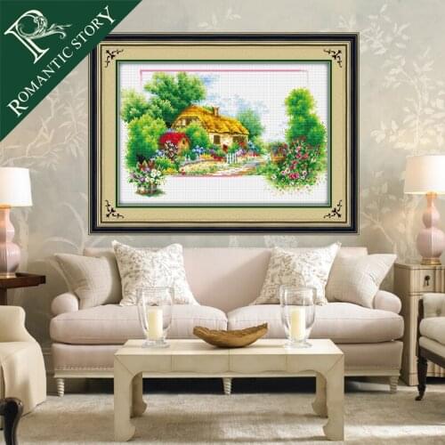 Romantic Story Spring Pastoral Scenery Needlework DIY Handmade Cross Stitch DMC Cross-stitch Set Embroidery Home Decoration
