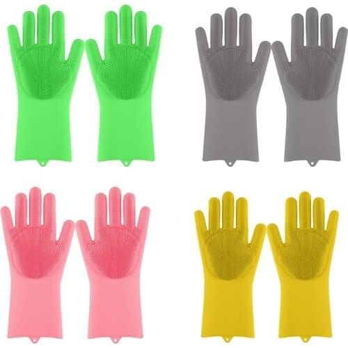 Brush Dishwashing Gloves Scrubber Dish Washing Sponge Rubber Scrub for Kitchen Home Bathroom Car Cup Cleaning Tools