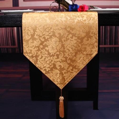Modern simple polyester Jacquard table runner pure color plant lunxury gold Wedding Table flags home decorate dinner Mats