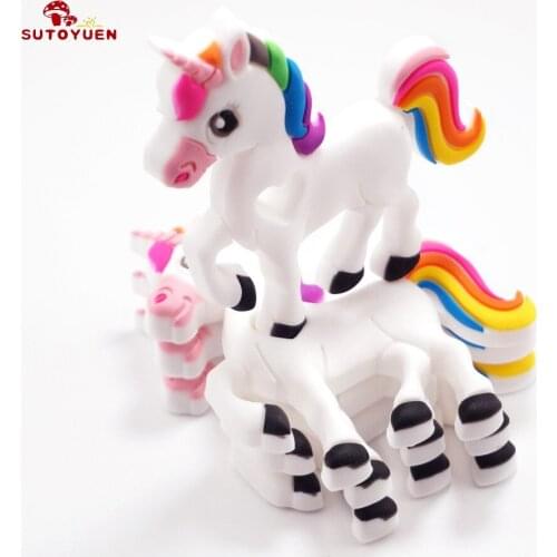 SUTOYUEN 2pcs Cute Chewable Silicone Baby Necklace Unicorn Pendant Food Grade Silicone DIY Teething Jewelry Accessories
