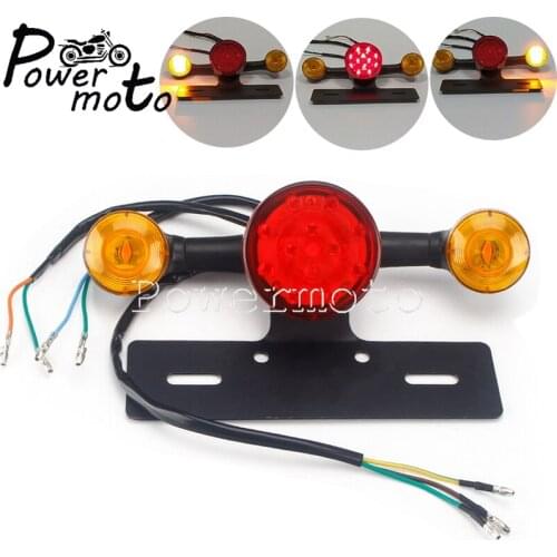 Motorcycle LED Turn Signal License Plate Tail Brake Stop Light for Honda Suzuki Yamaha Kawaski Cafe Racer Cruiser Bobber Chopper