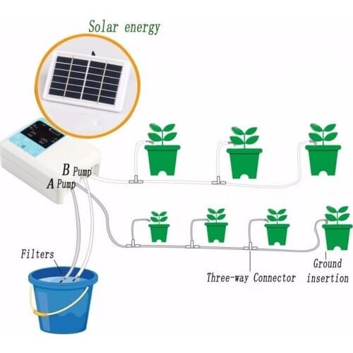 1/2 Water Pump Timer Intelligent Garden Automatic Irrigation System Watering Device Solar Energy Charging Potted Plant Drip