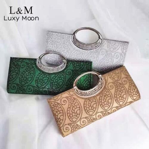 Vintage Clutch Purse And Handbag Luxury Designer Bag Gold Silver Party Dinner Evening Bag Diamond Wedding Shoulder Bag Sac X479H