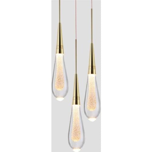 Drop-shaped Crystal Pendant Lights Modern Glass LED Pendant Hanging Lamp Lighting for Bedroom Living Room Bar Fixture