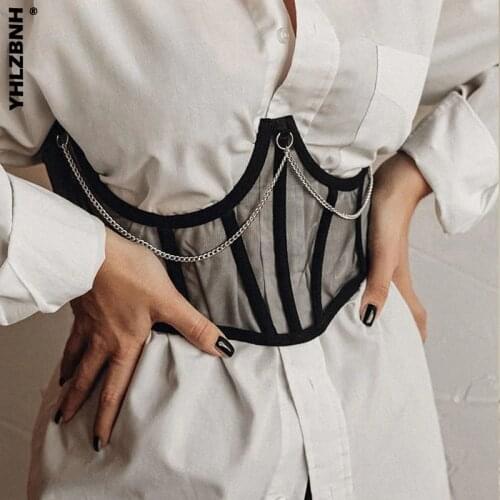 YHLZBNH Corset Underbust Women Gothic Corset Top Curve Shaper Modeling Strap Slimming Waist Belt Chain Lace Corsets Bustiers