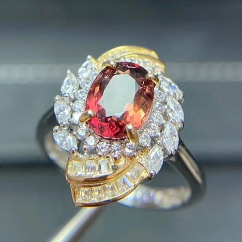 CoLife Jewelry 100% Natural Pink Tourmaline Ring for Party 6mm * 8mm Tourmaline Silver Ring 925 Silver Pink Tourmaline Jewelry