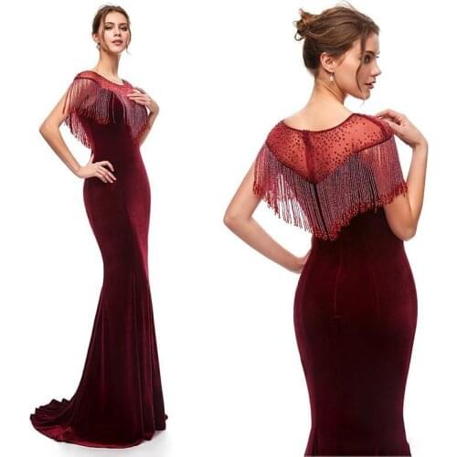 2021 Backless Zipper Mermaid Prom Party Dresses Sexy Elegant Vestidos De Festa Evening Occasion Gowns With Tassels 005