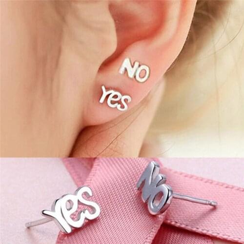 1 Pair Fashion Jewelry 2 Carat Stud YES NO Letter Earrings
