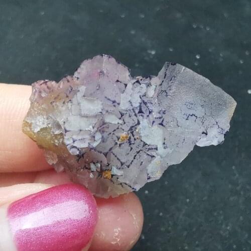 13.3gNatural purple edge fluorite and quartz mineral original stone teaching specimen Reiki energy home decoration collection