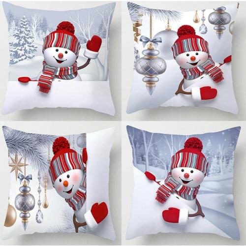 45*45cm Christmas Santa Claus Snowman Pillowcase 2021 Merry Christmas Decor for Home Xmas Pendant Christma Gifts Happy New Year