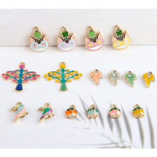 6pcs Japanese Style green leaves Bird Animal Earrings For Women Girls Teens Kids flowers trees Cute pendant Diy Jewelry Making