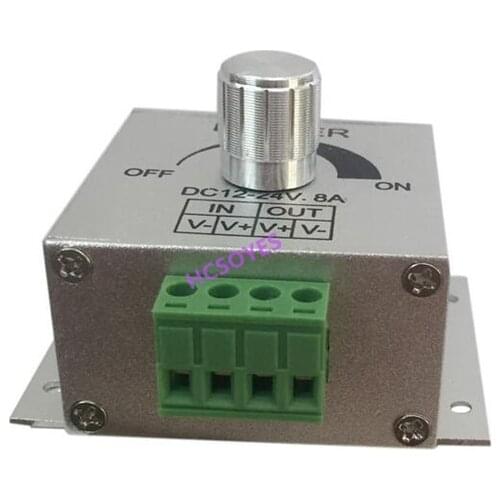 8A LED Strip Dimmer Aluminum DC12-24V PWM Dimming Controller for LED Lights Lamps or Ribbon Adjustable Control W-6012