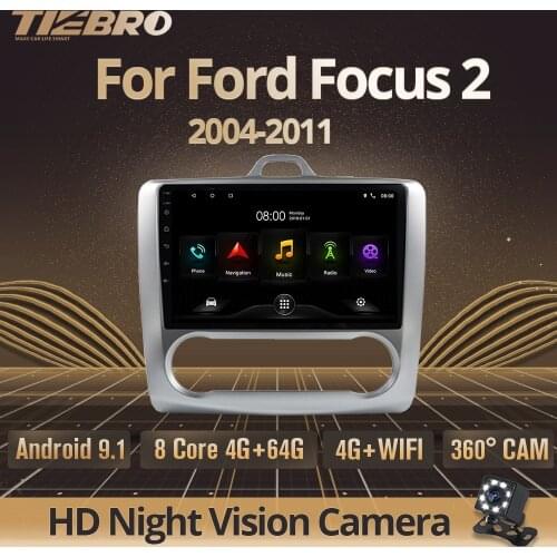 TIEBRO 2din Android 9.0 Car Radio For Ford Focus EXI MT 2 3 Mk2 2004 2005 2006 2007-2011 2Din Dvd Player GPS Multimedia Player