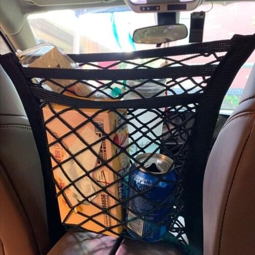 Car Trunk Seat Back Elastic Mesh Net Storage Bag Pocket Cage velcro Grid Pocket Holder Car Interior Accessories