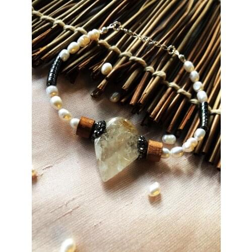 Dr Stone Luxury collection Gold Beryl, Pearl and Hematite Stone 925 Sterling Silver Women Handmade Bracelet LXDR79