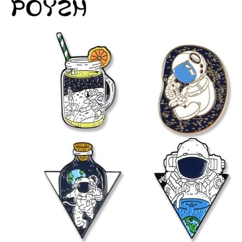 5 style Astronaut Series Pin Magic Astronaut EMERYO space shrinking earth enemel Brooches Space Astronaut Cartoon badge jewelry