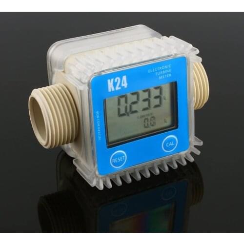 2021 New K24 Turbine Digital Oil Fuel Flow Meter Gauge for Chemicals Liquid Water Test Lead Accessory Turbine Meter
